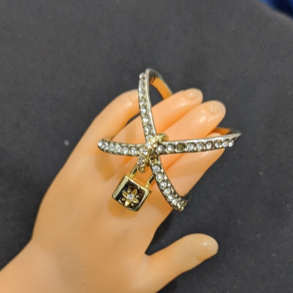 Elegant Gold and Silver Crystal Ring